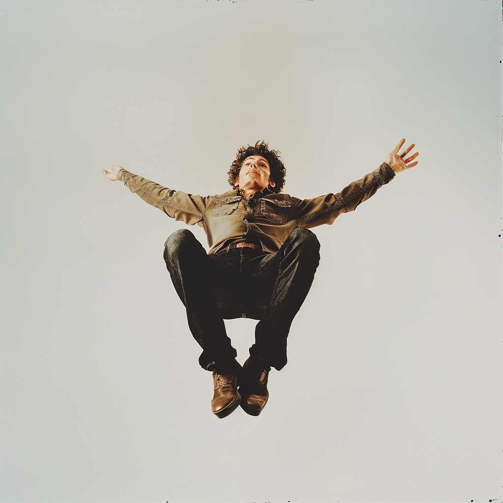 Bob Dylan floating in air