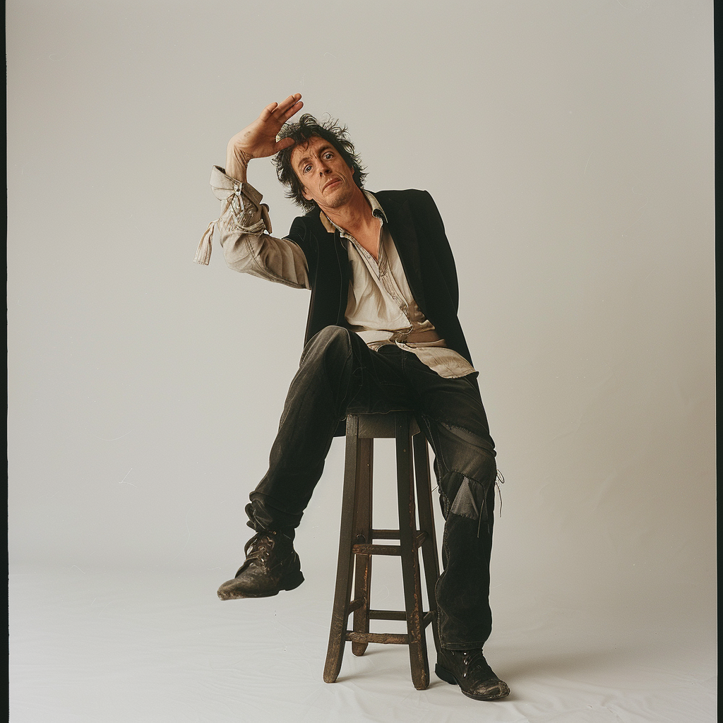 Bob Dylan profile sitting pose