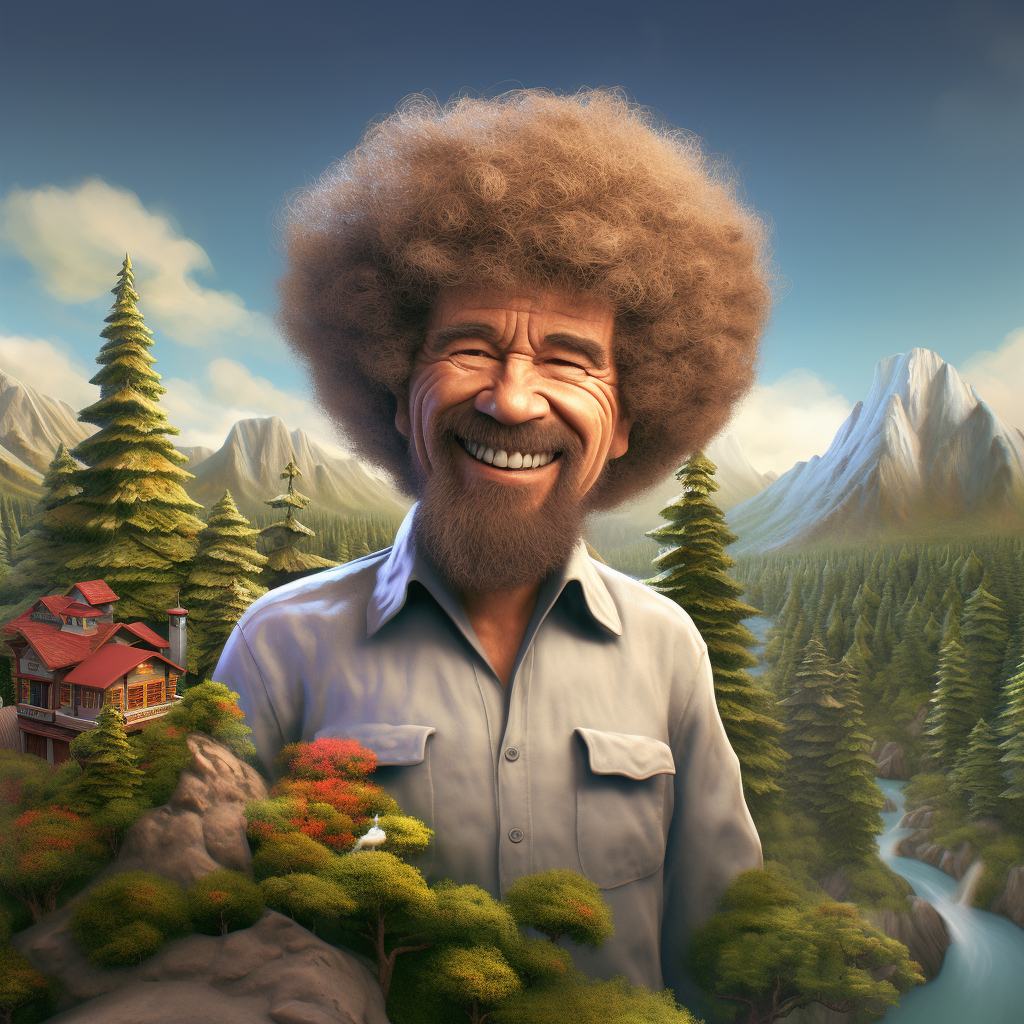 Bob Ross in Playstation 2 Graphics