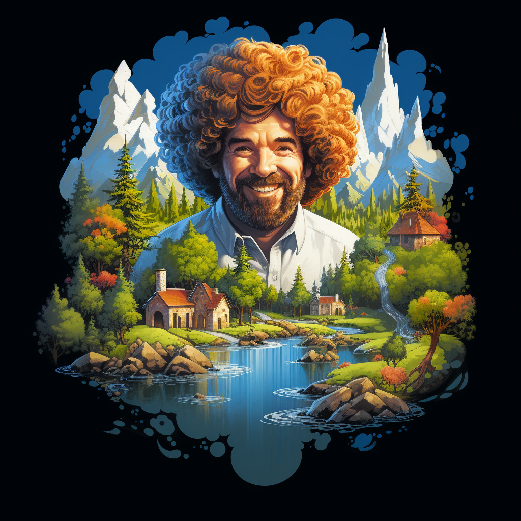 Colorful Bob Ross Poly Artwork