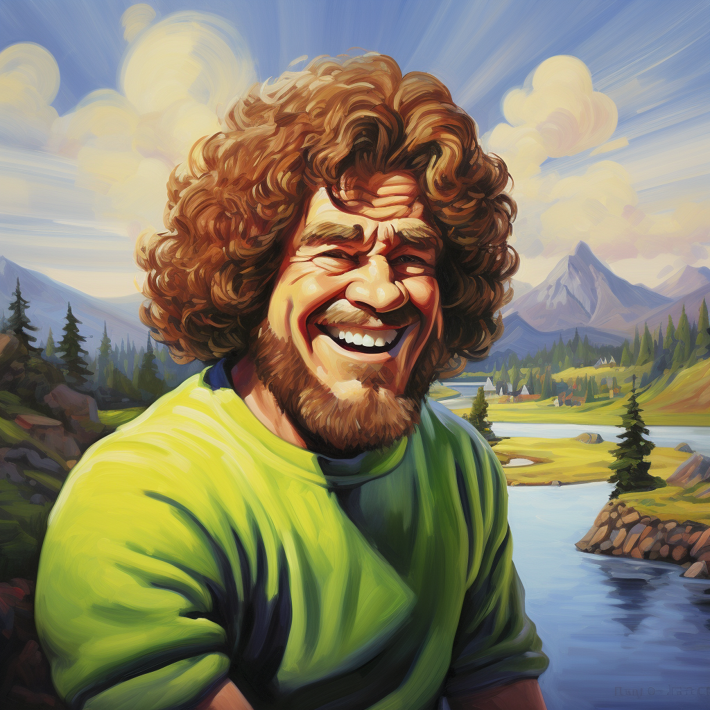 Bob Ross painting Shrek