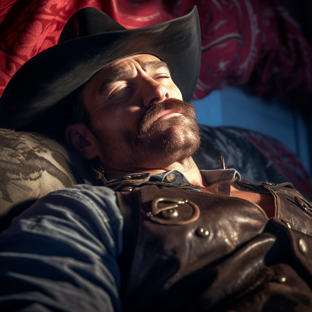 Strongman Canadian Cowboy Bed Portrait