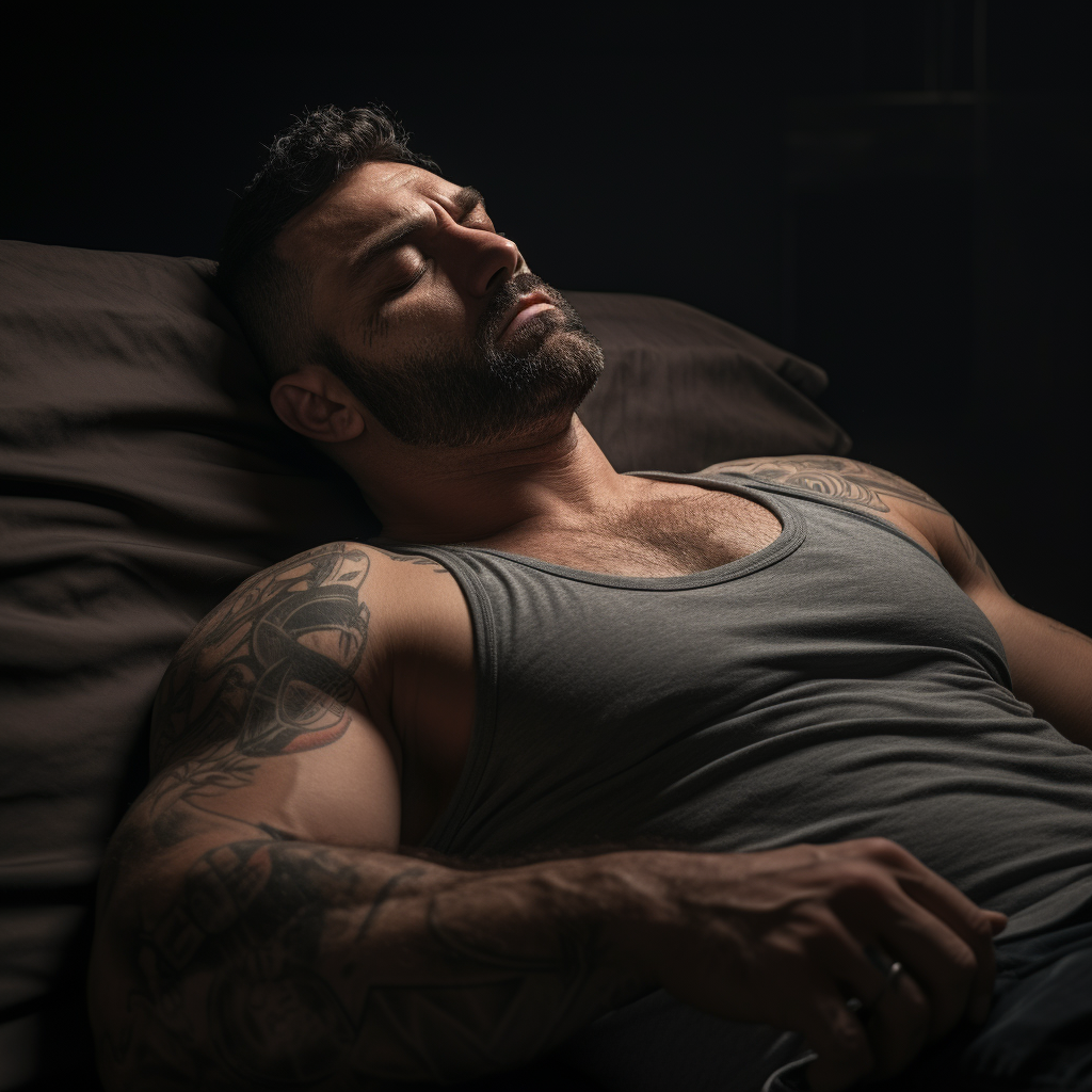 Strongman Cowboy in Bed Portrait