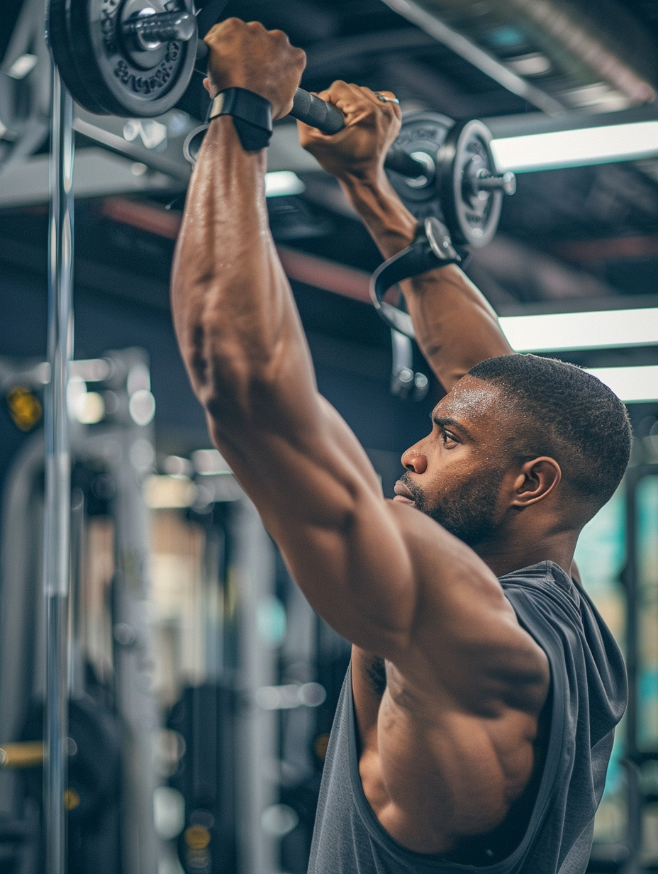 Bodybuilder lifting weights at gym