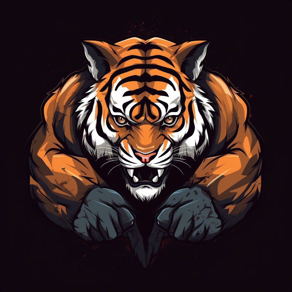 Strong bodybuilding tiger logo design