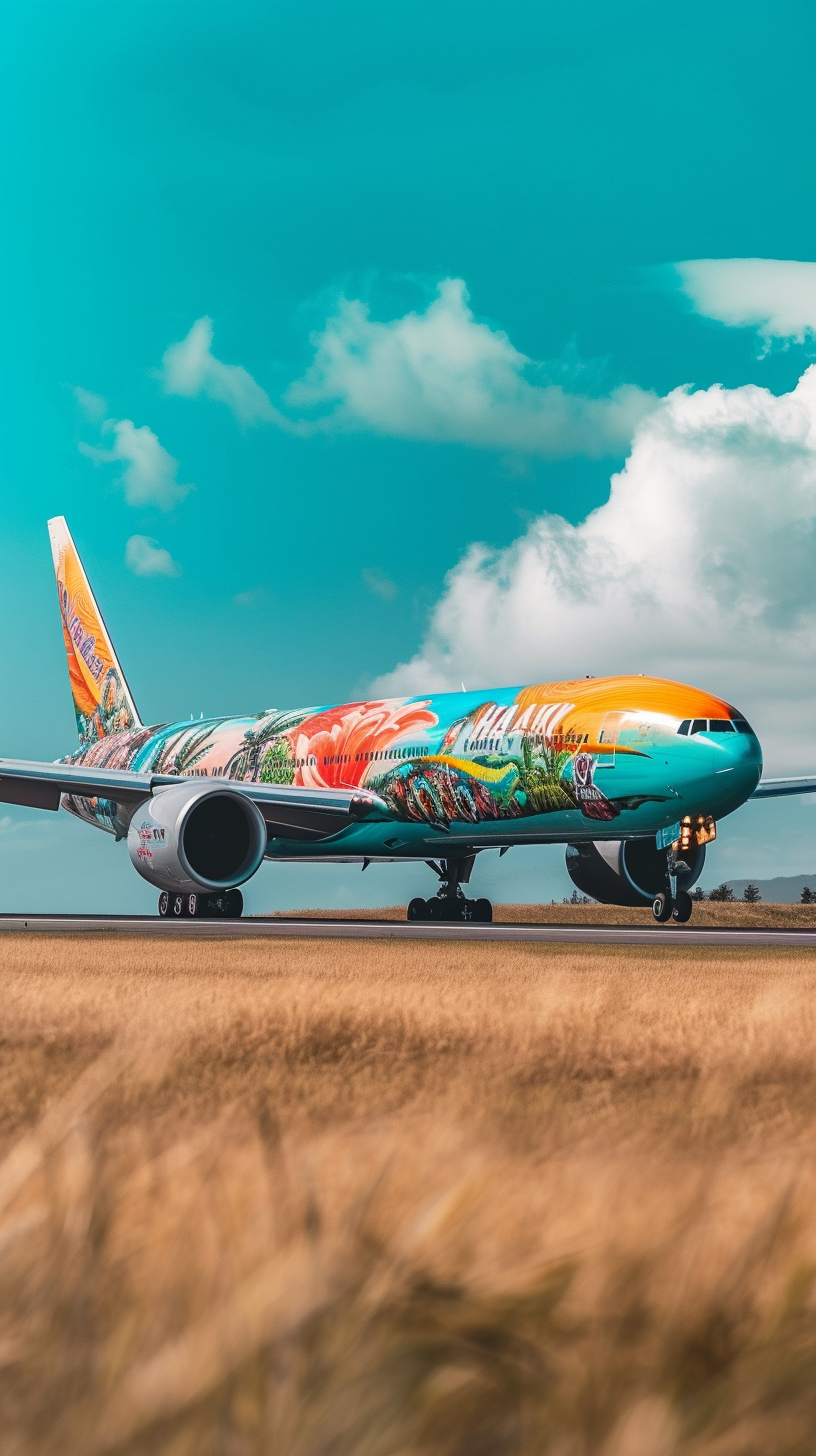 Boeing 777X Hawaii beach paint job