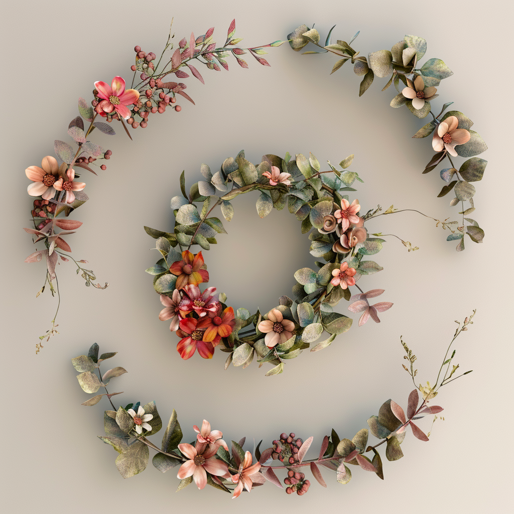 Boho Floral Wreaths Realistic 4k