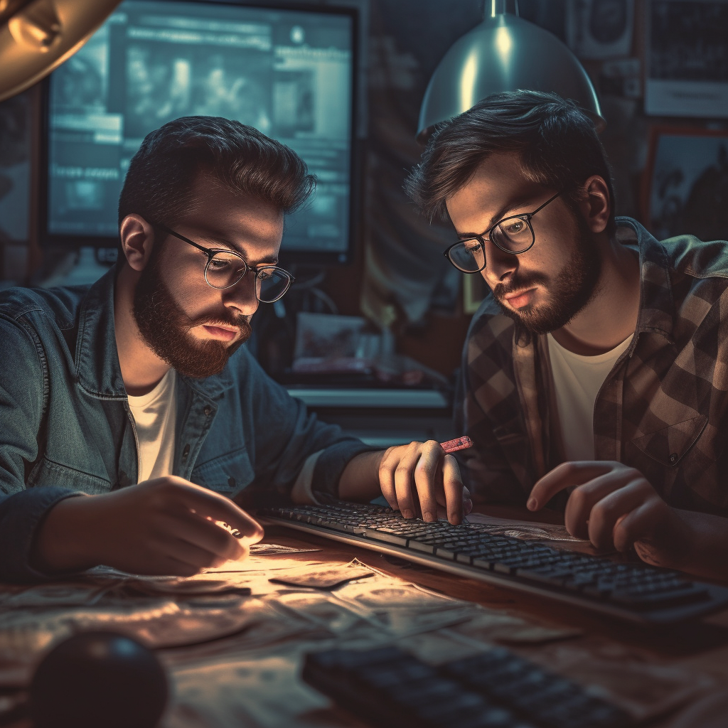 Two guys working at a computer