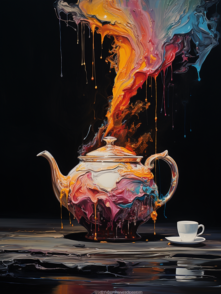 Teapot pouring human brain art