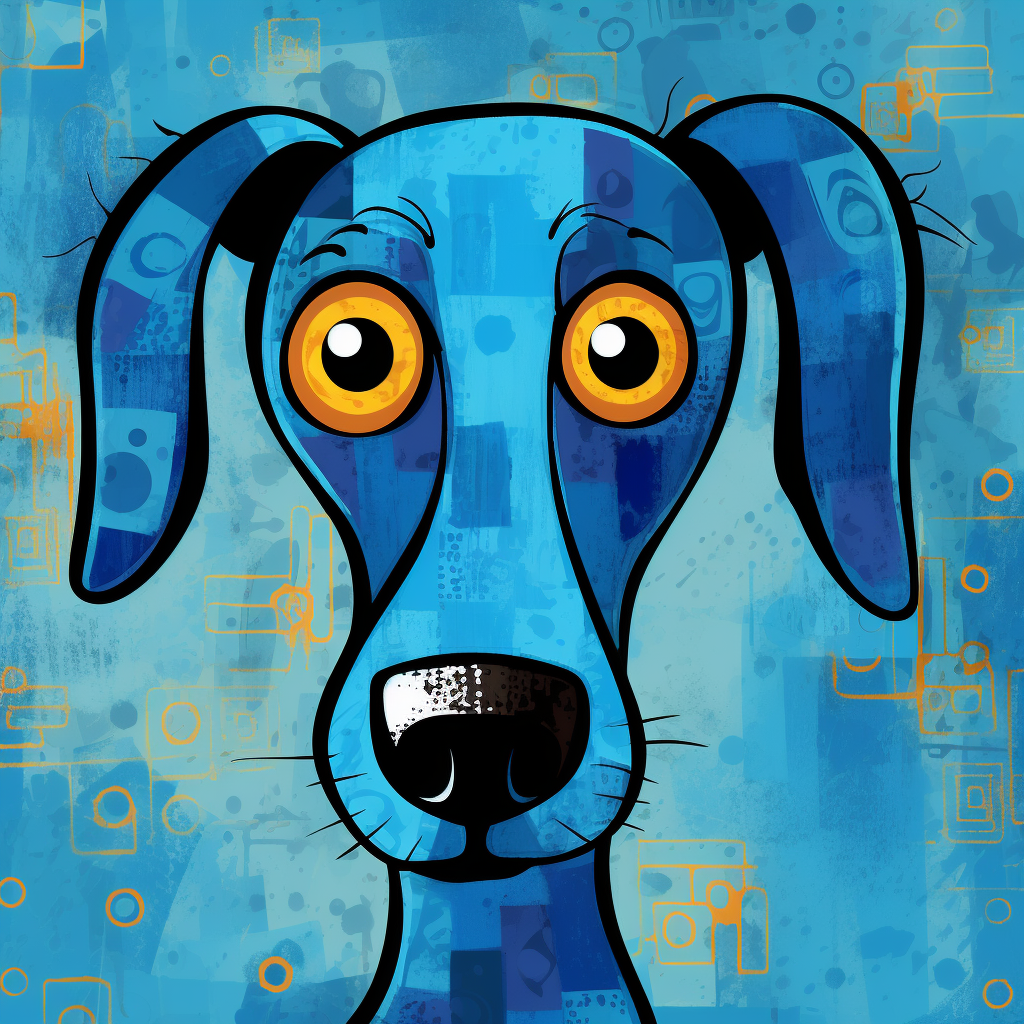 Playful Cartoon Dog in Bold Colors