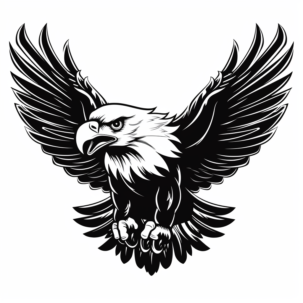 bold eagle vector illustration black white