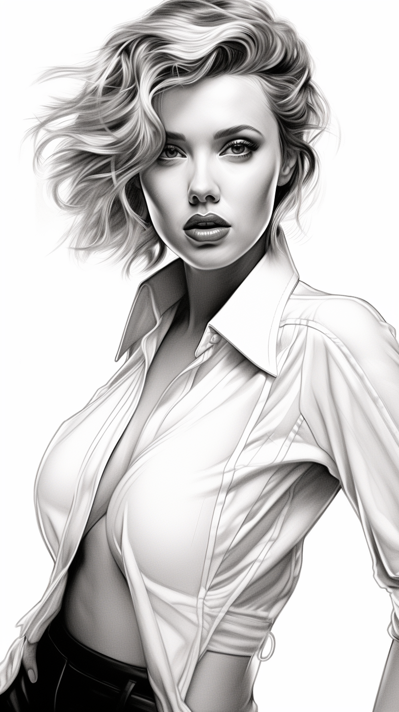 Bold Scarlett Johansson Line Drawing