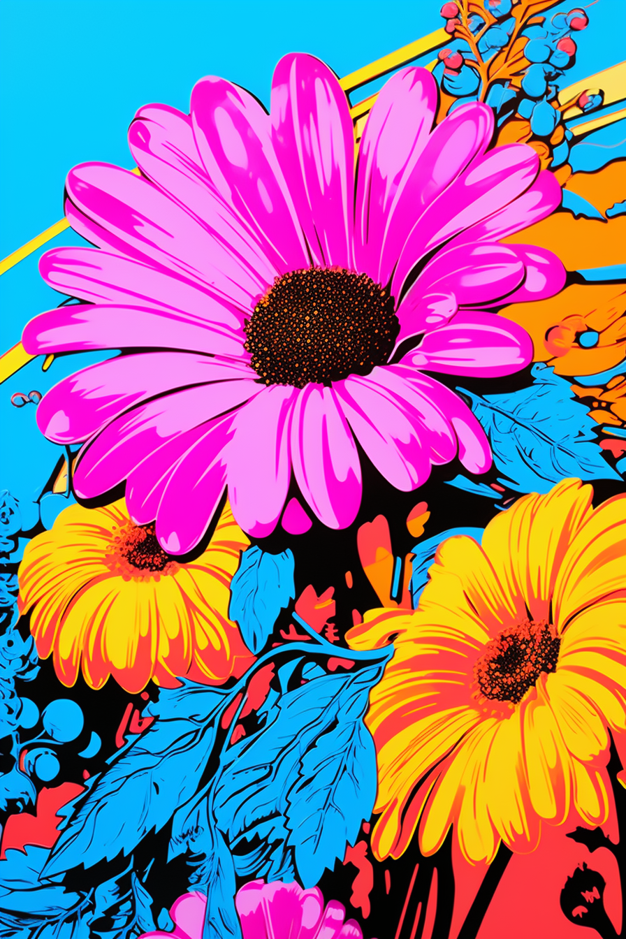 Vibrant Pop Art-inspired botanical print