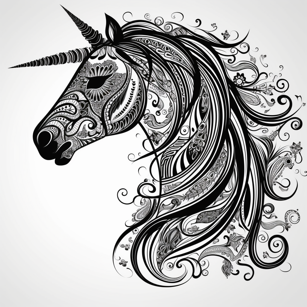 bold unicorn silhouette vector black white