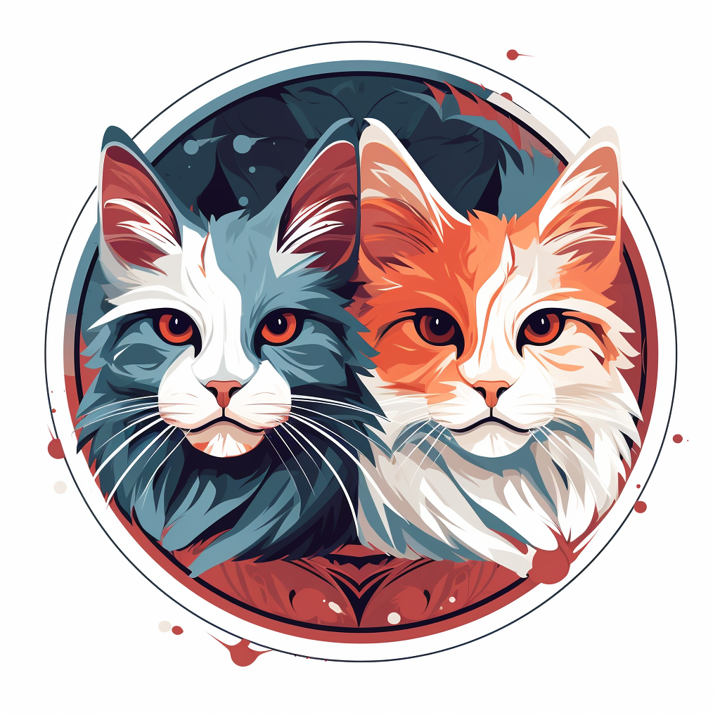 Cats emblem on white background