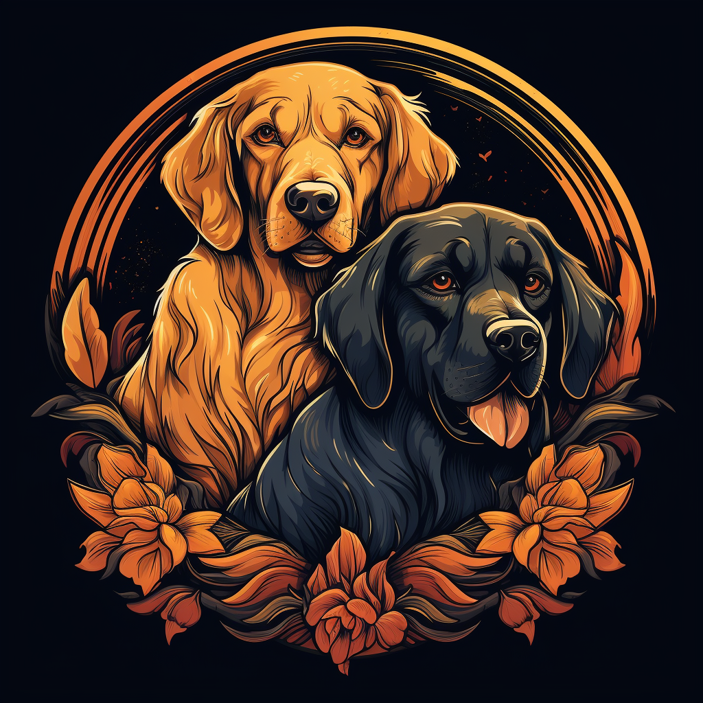 Dogs emblem on black background