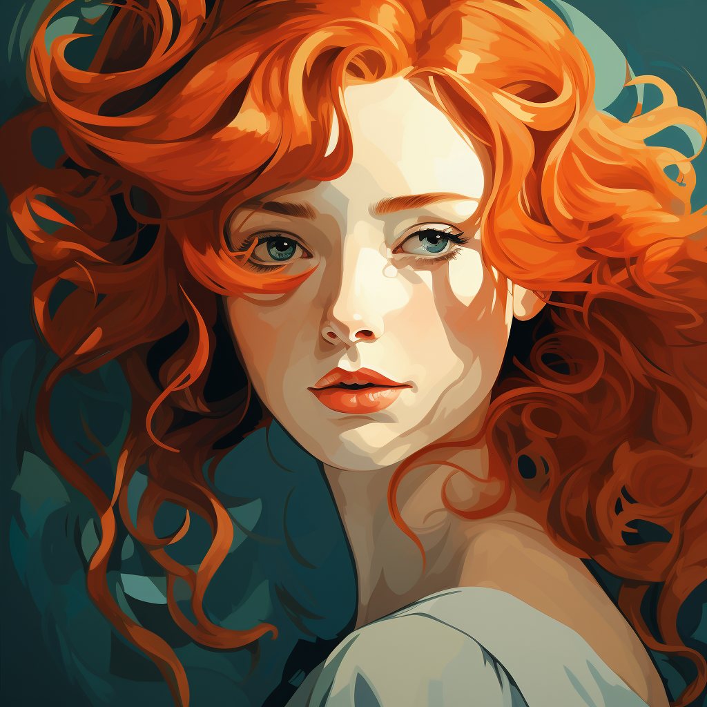 Red Haired Girl Art Nouveau Poster