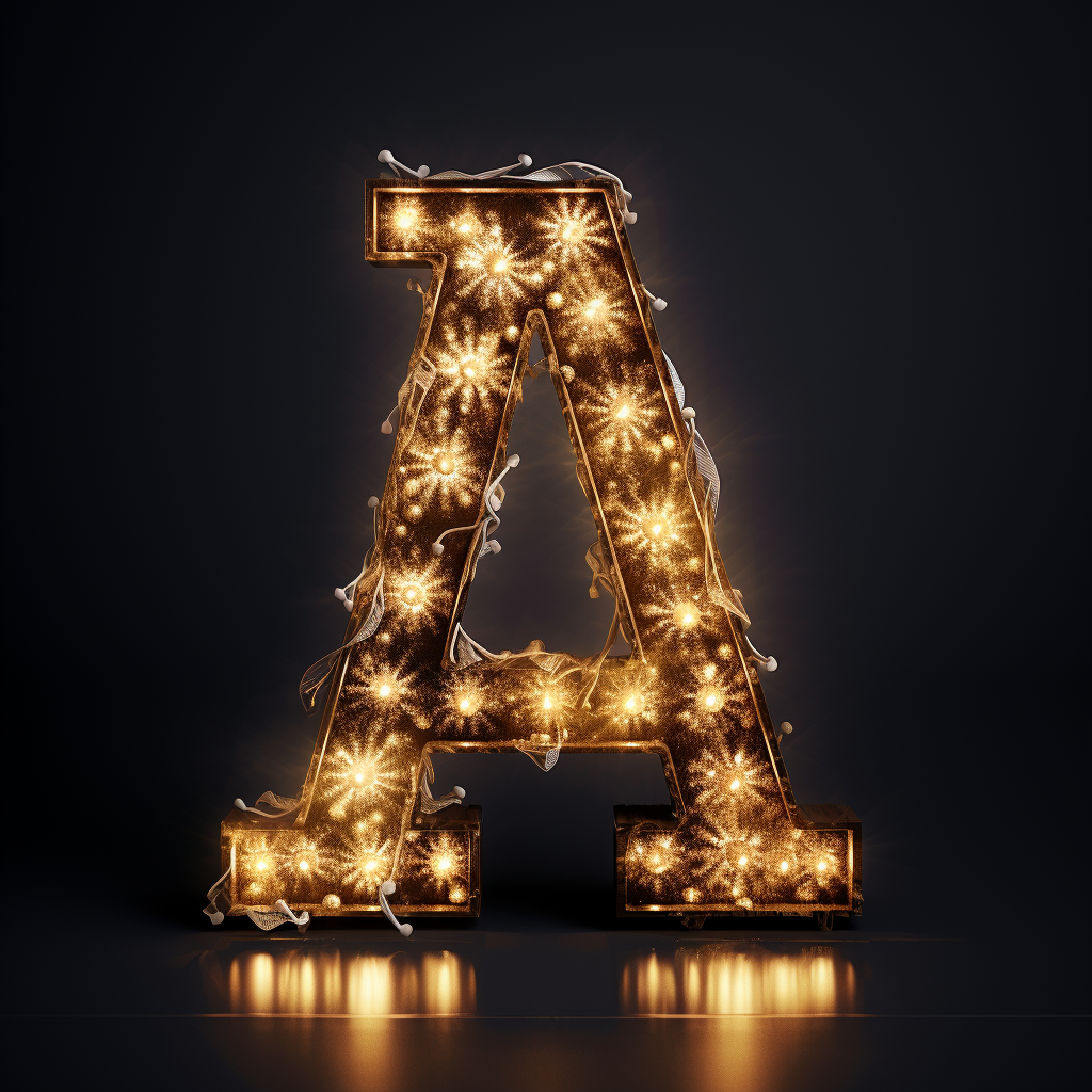 Twinkling Christmas lights around a bold letter A