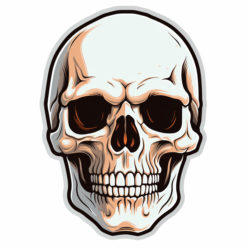 Bold white skull sticker image