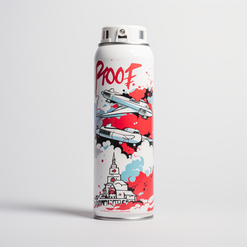 Colorful aerosol spray can on white background