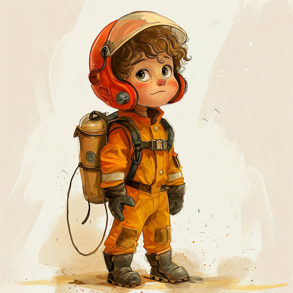 Cute cartoon firefighter child image