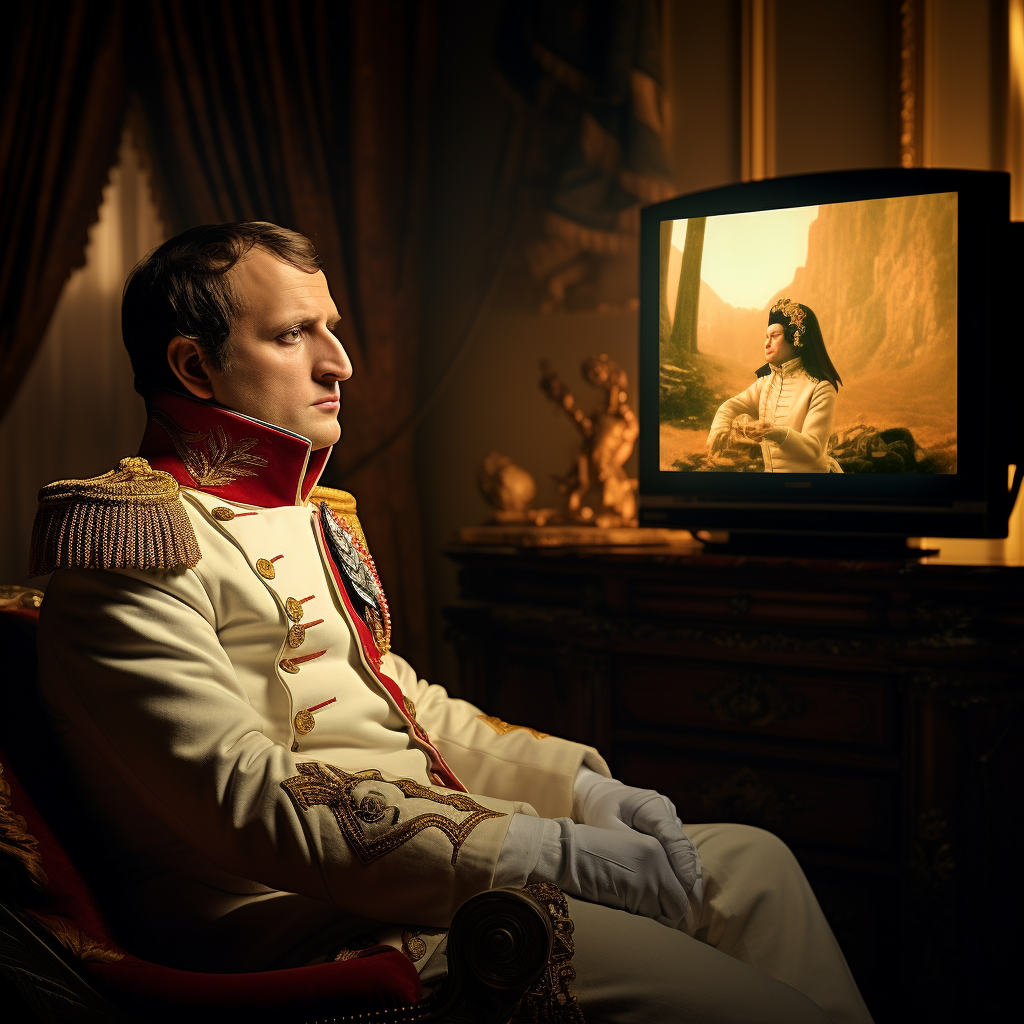 Napoleon Bonaparte watching OLED smart TV