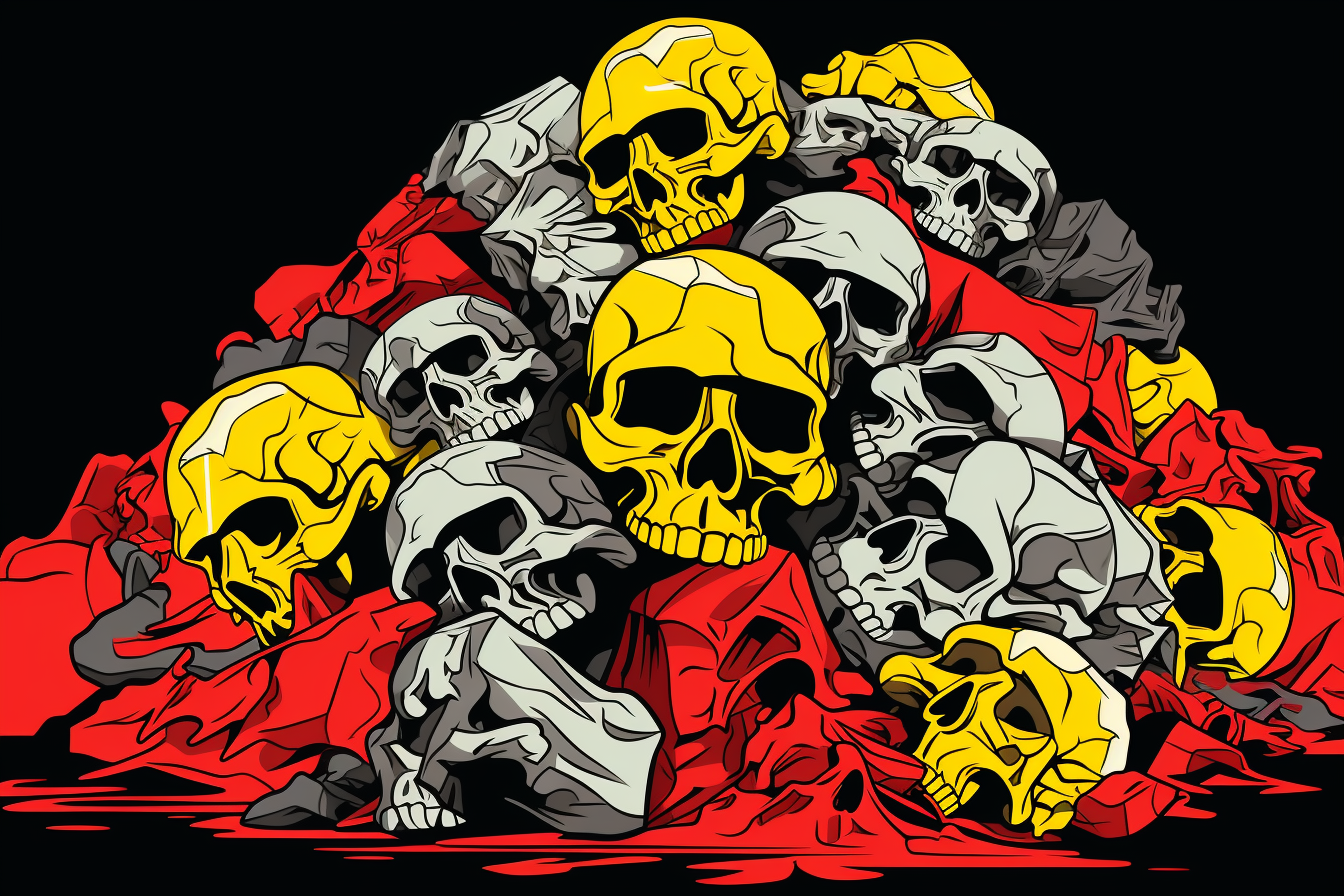 Vibrant bone pile artwork in pop art style