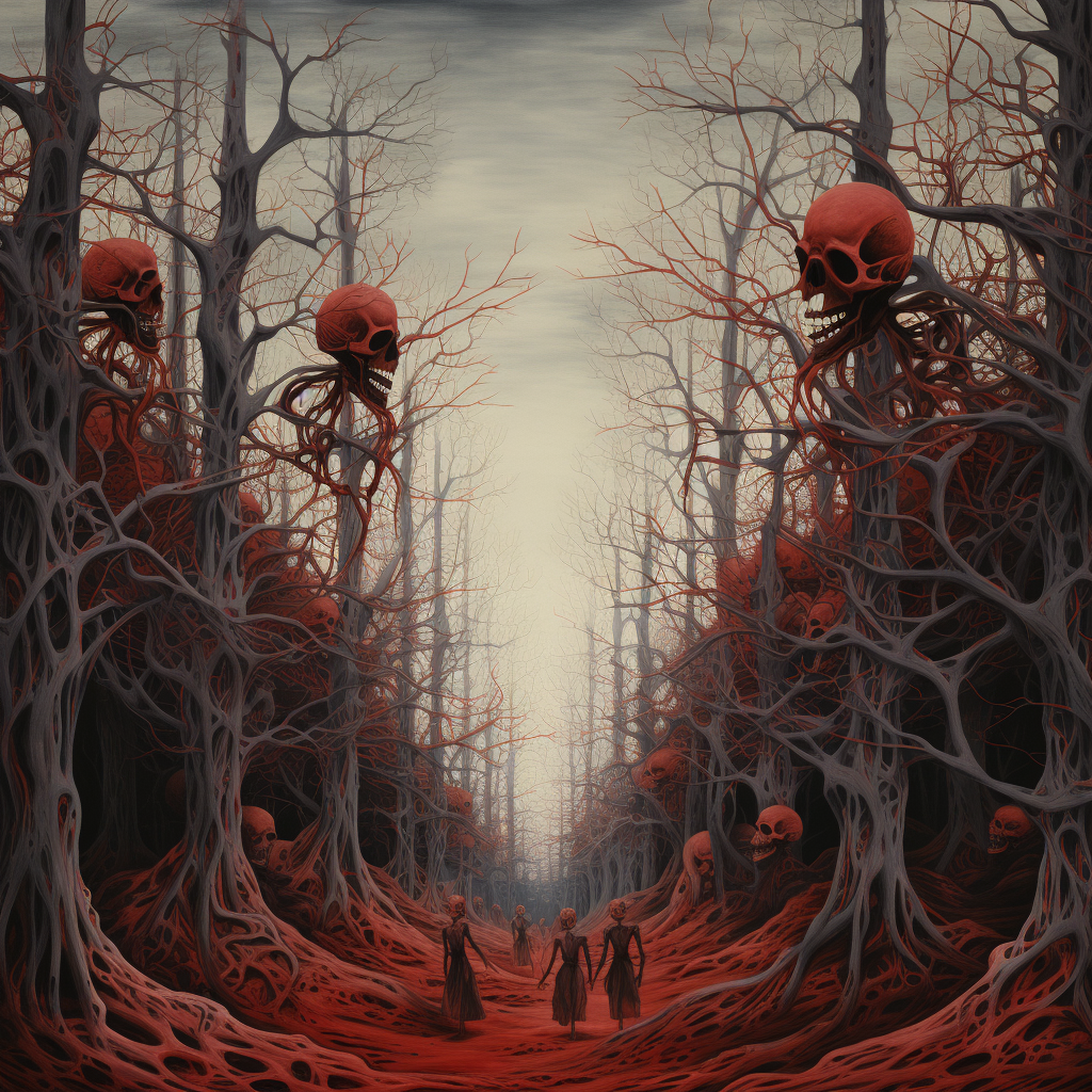 Spooky forest with bone trees