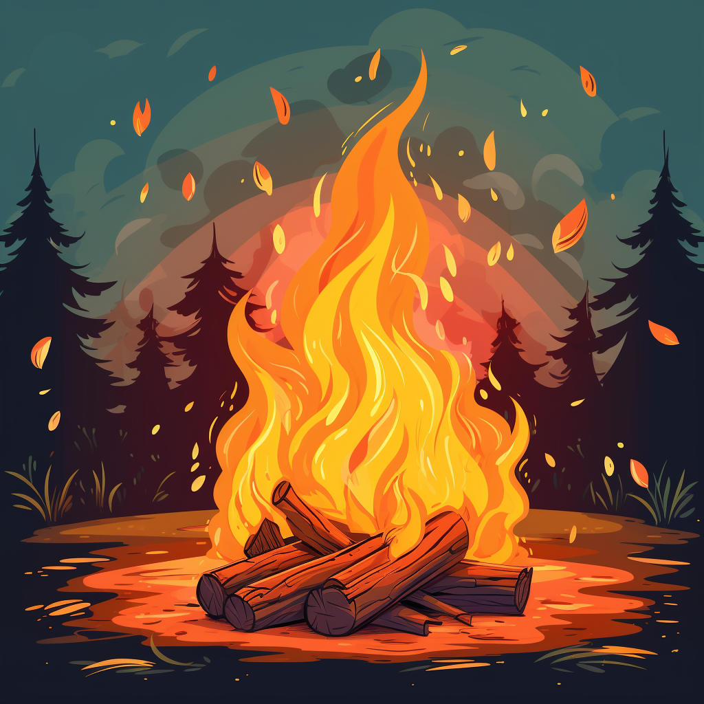 Colorful Cartoon Bonfire Illustration