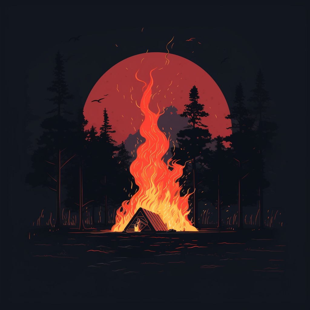 Minimalist bonfire illustration