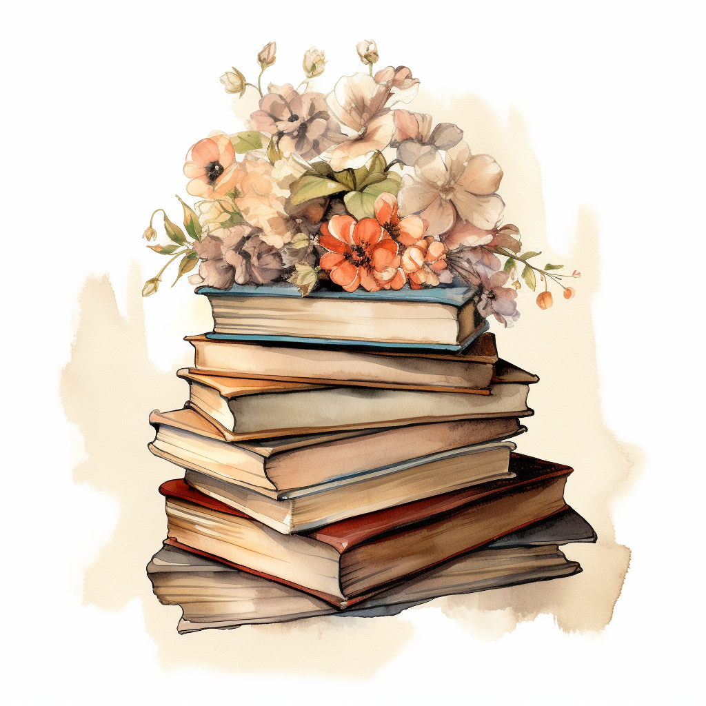 Books Floral Watercolor Art