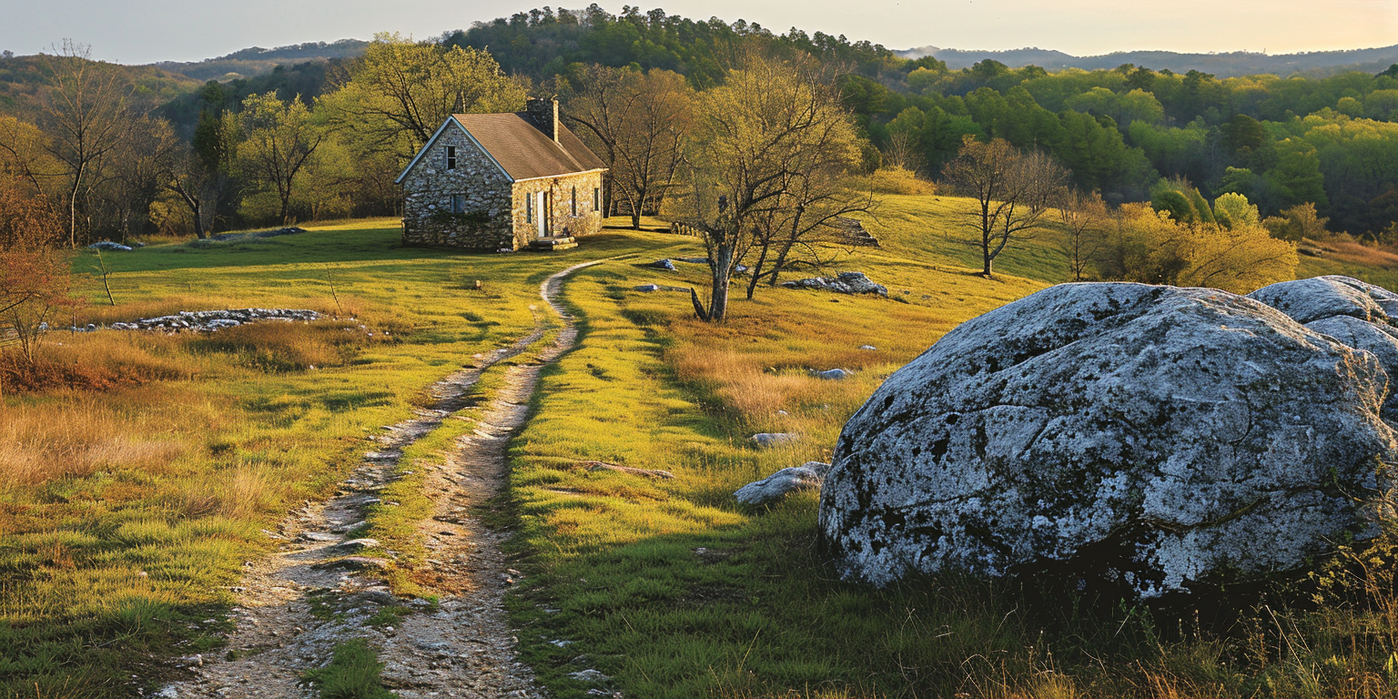 Large Boulder on Narrow Dirt Road