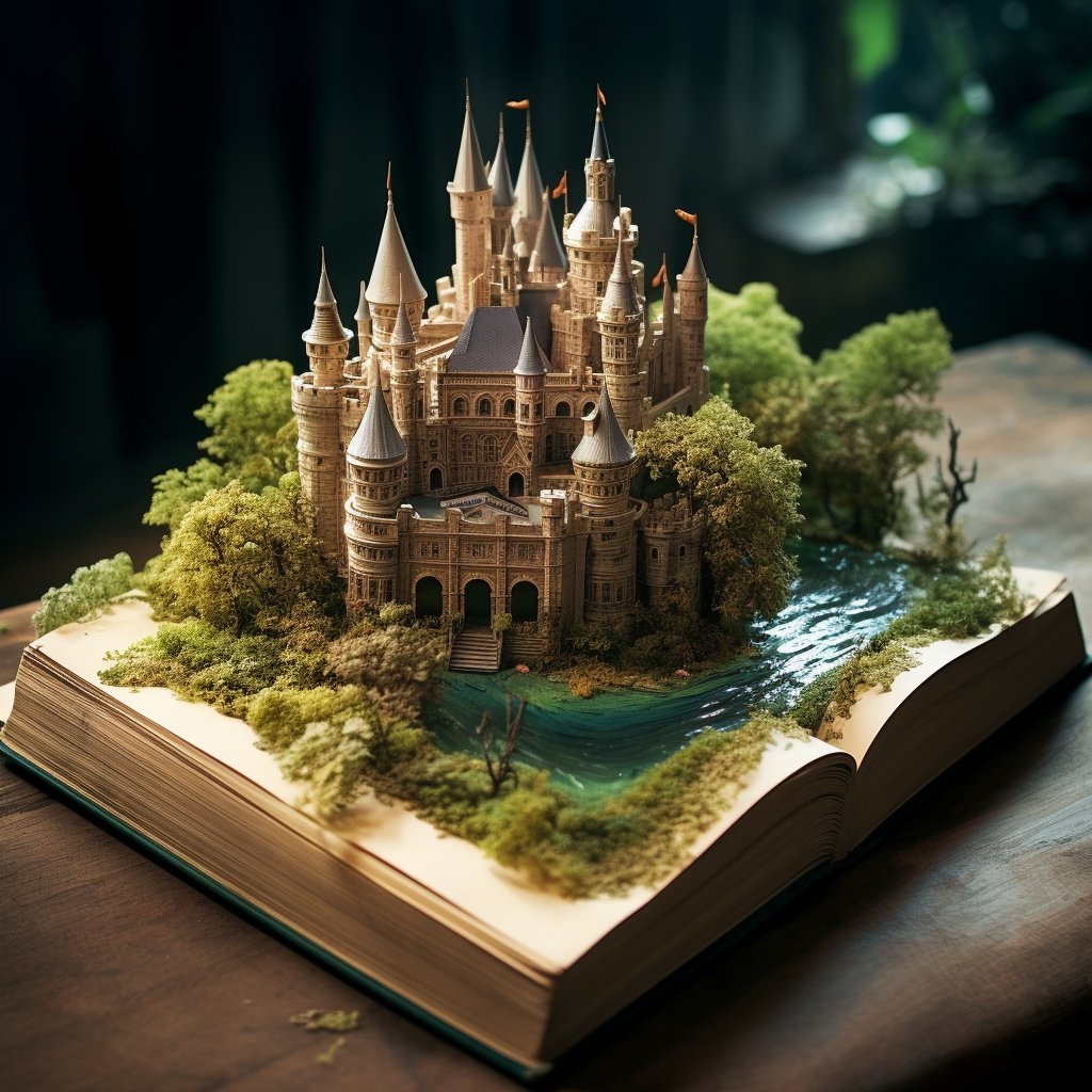 A majestic castle in an open book