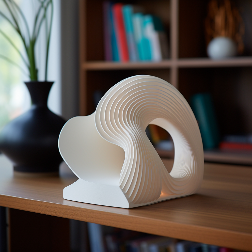 3D Printed White Filament Bookend by Finn Juhl