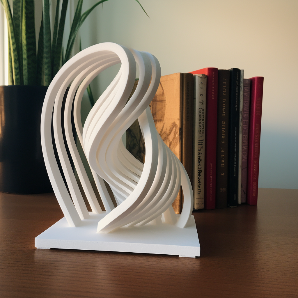 3D printed bookend with white filament