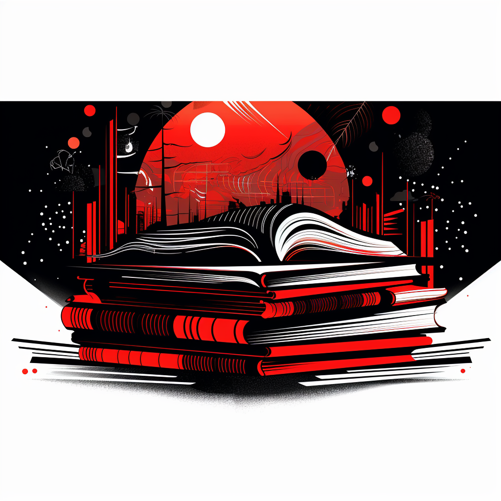 Black and red books illustration