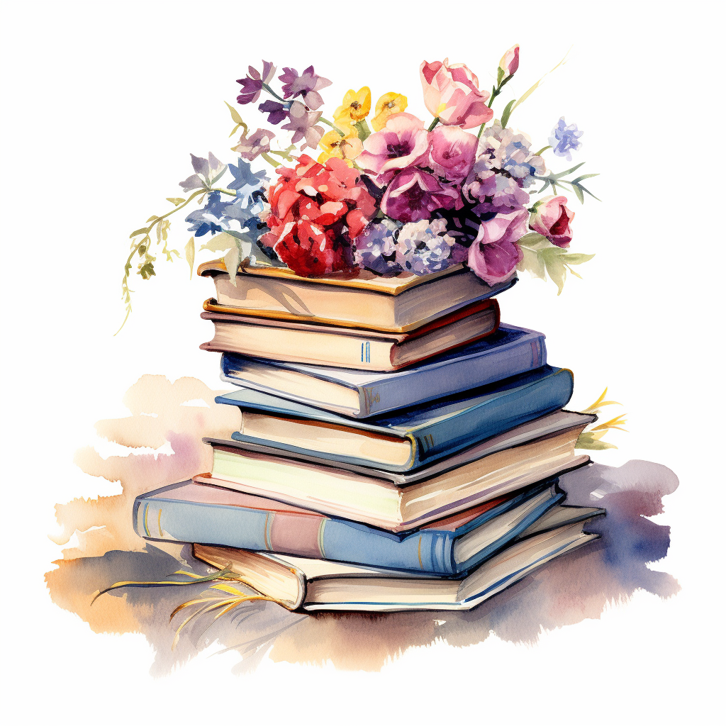 Books with Watercolor Floral Art