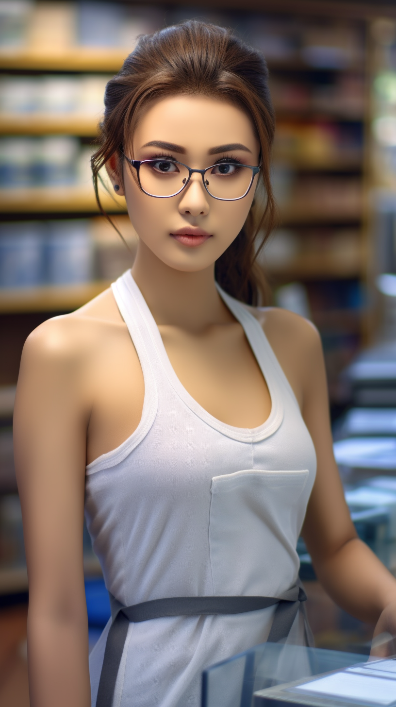 Smiling Japanese woman at a bookstore