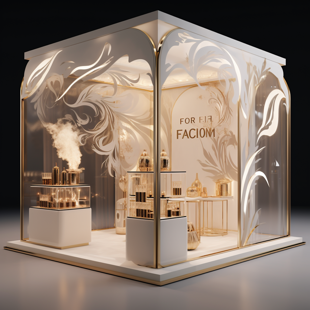 Stylish booth perfume with soft lighting