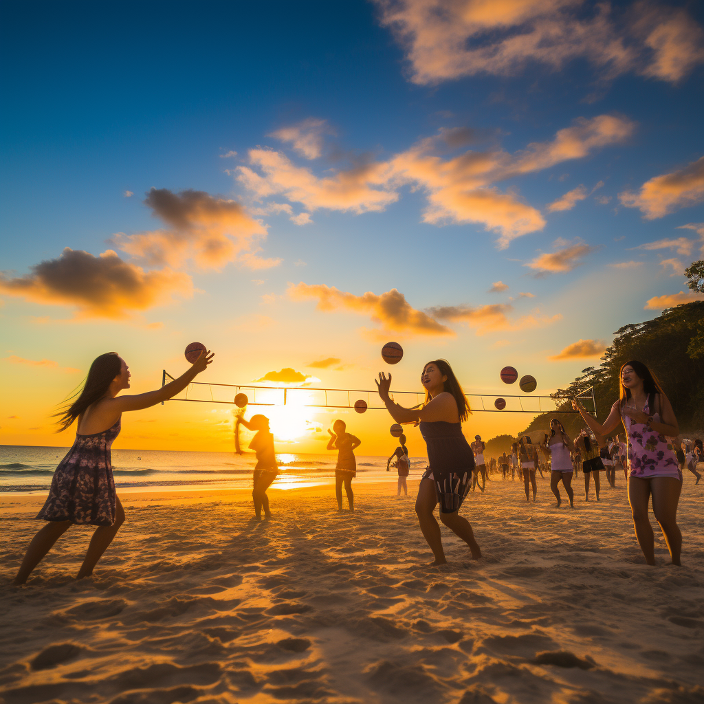 Group enjoying beach tennis on Boracay Island