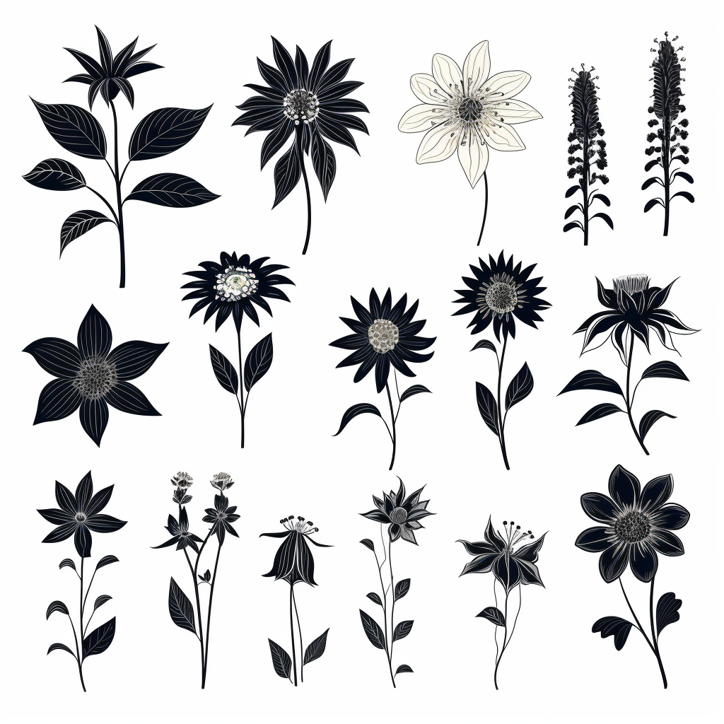 Borage flower silhouette options