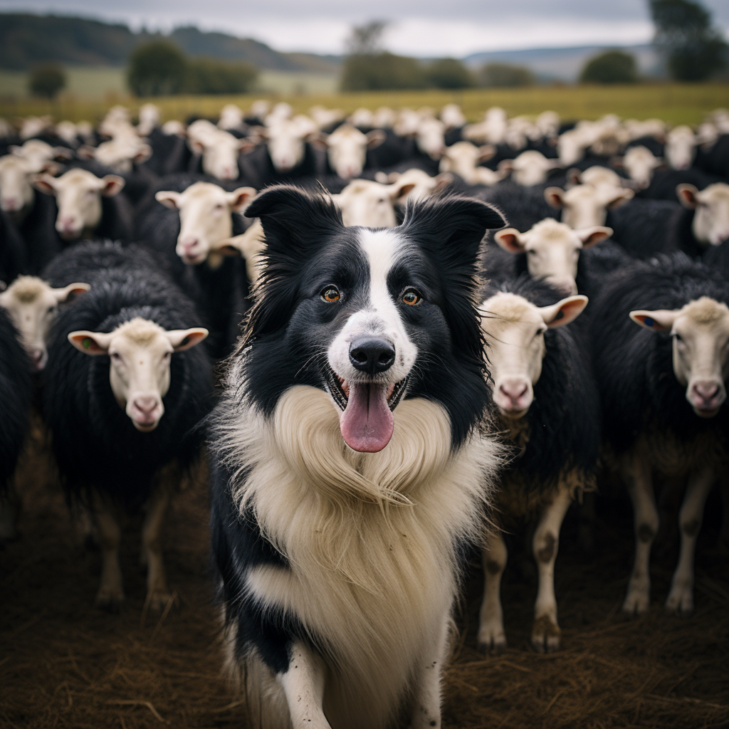 Border Collie Herding Sheeps in Action