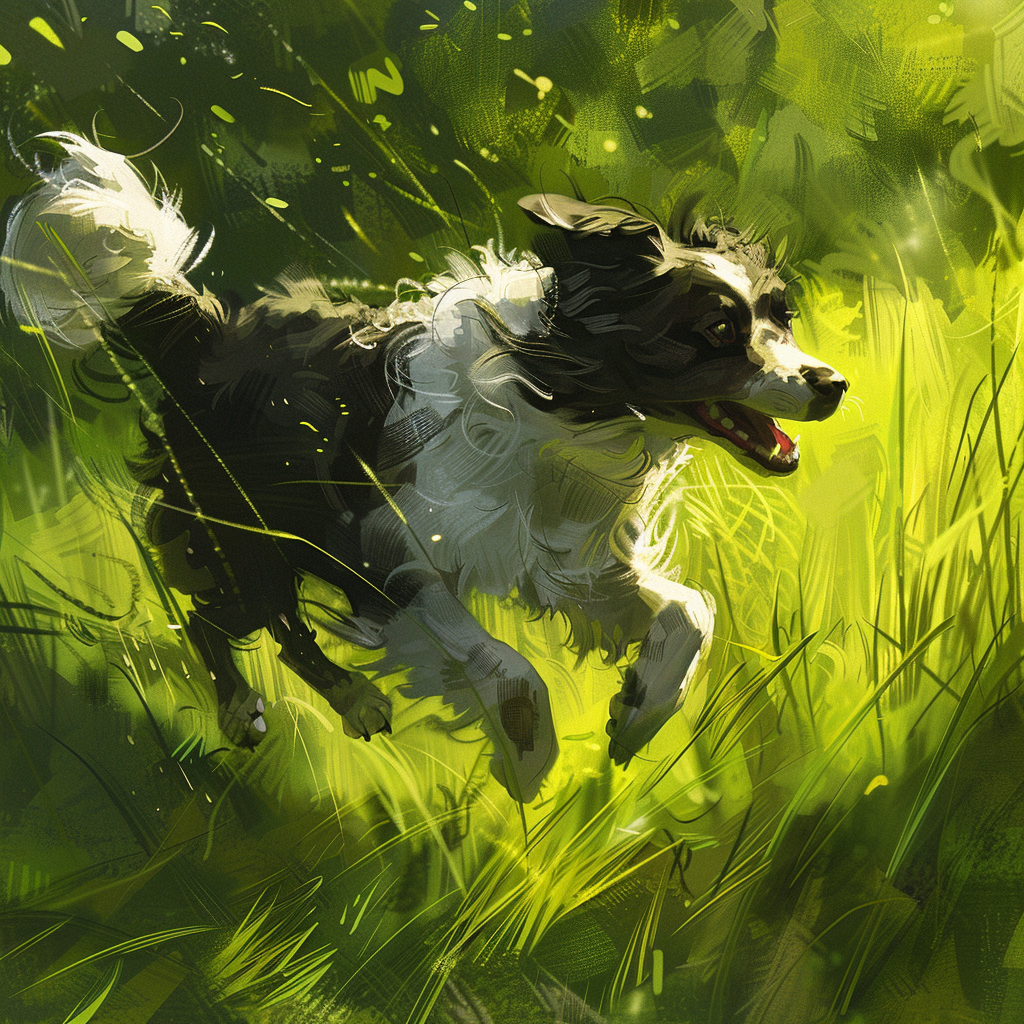 Border Collie running in meadow