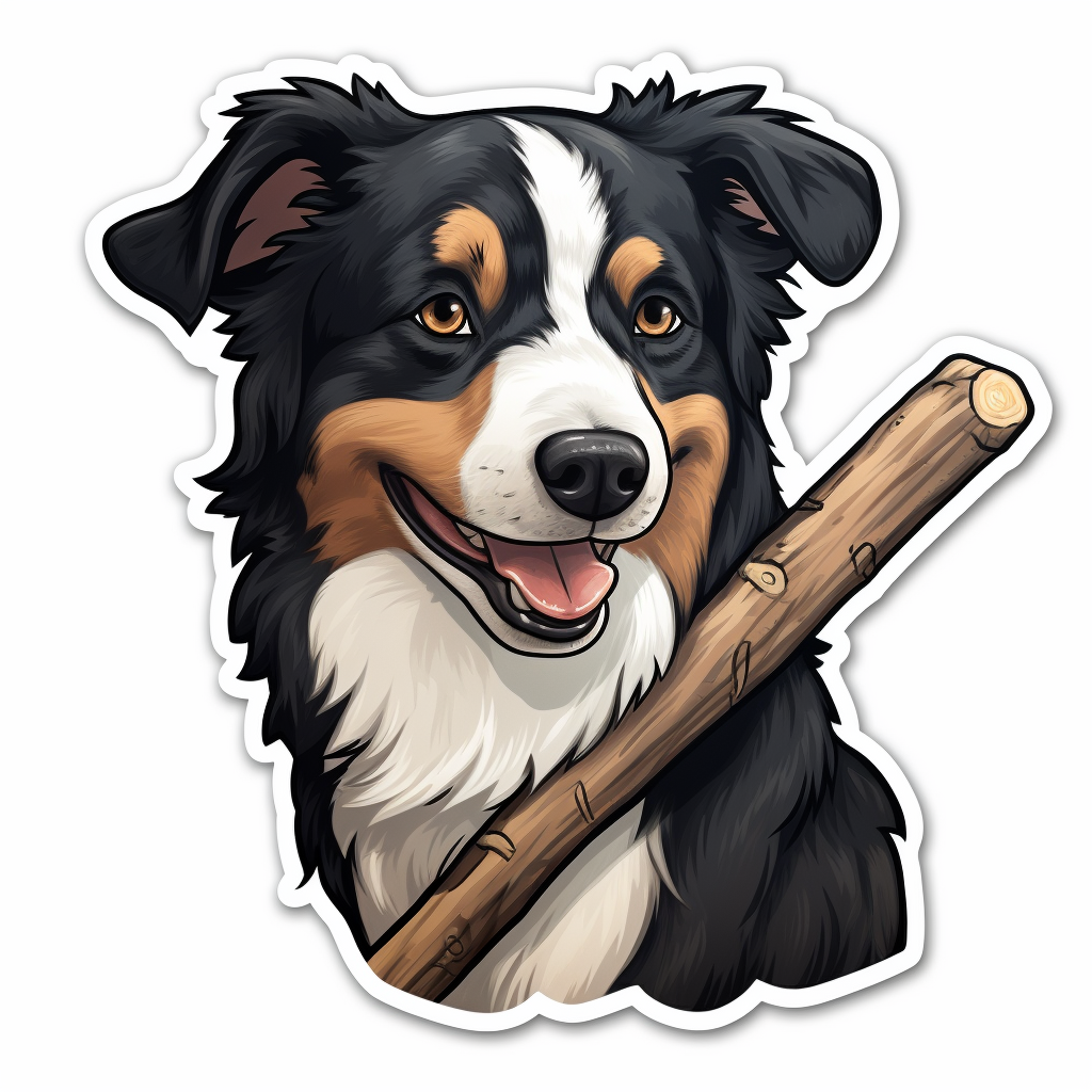 Border Collie with stick in mouth