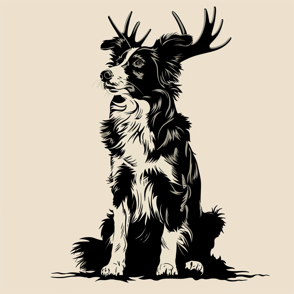 Cute border collie mix with antlers