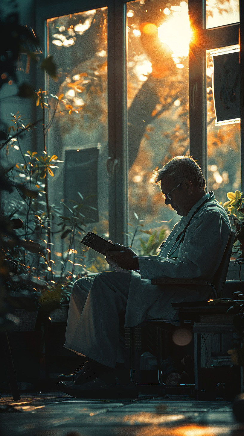 Doctor with clipboard in hospital