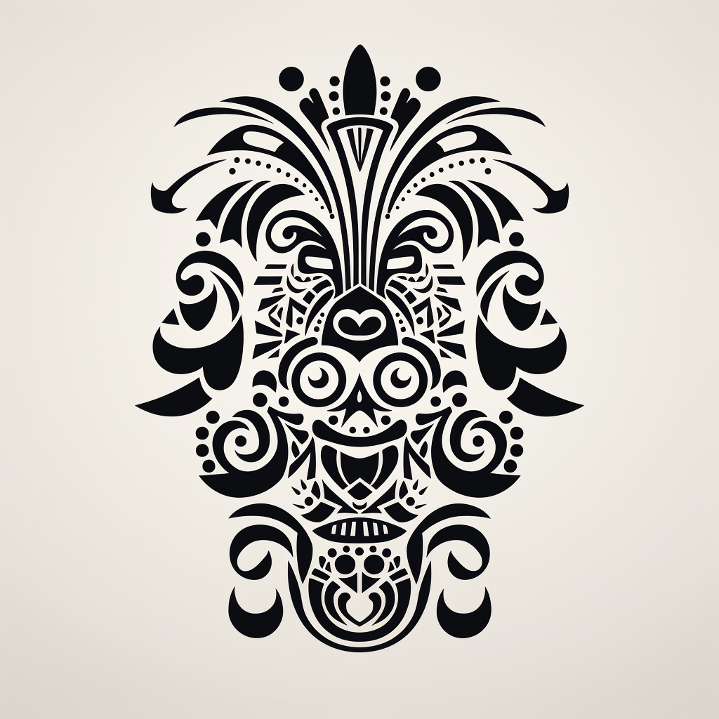 Borneo traditional tattoo design on black and white background