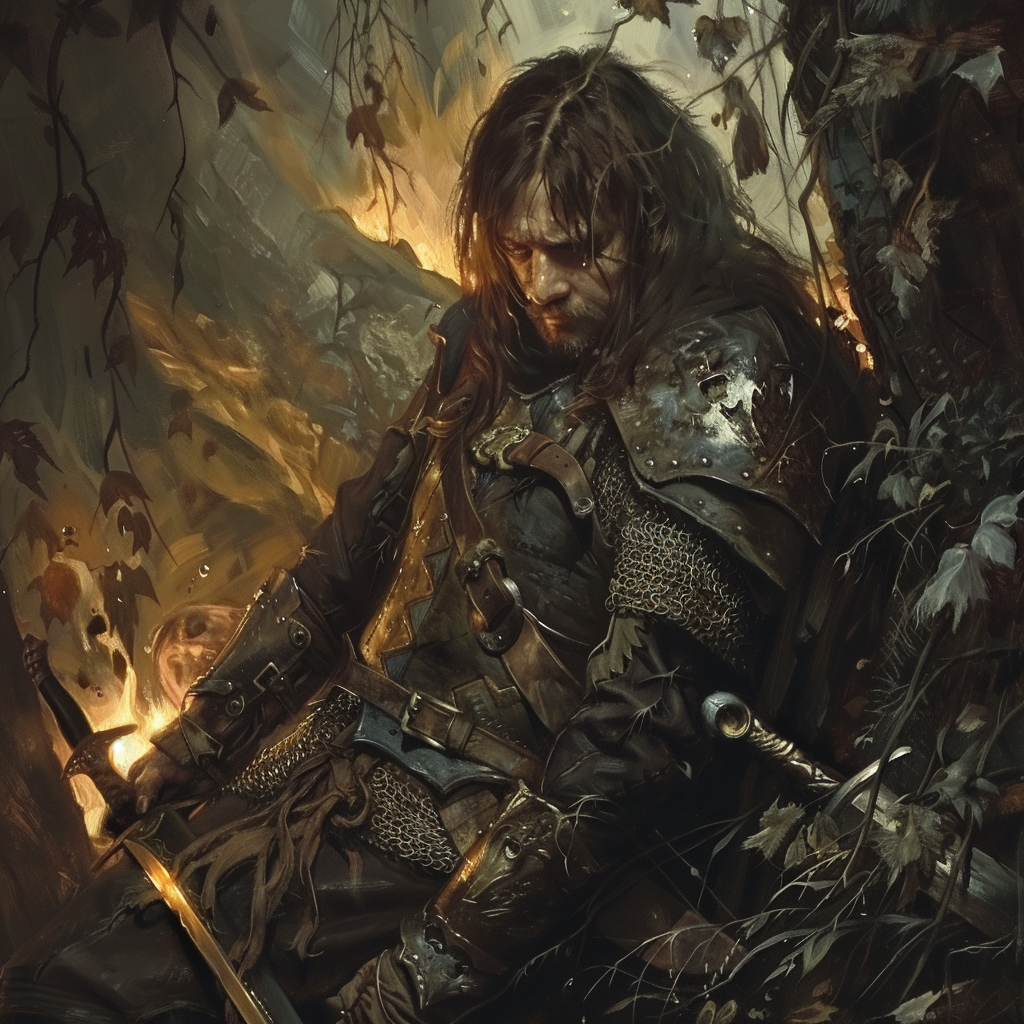 Boromir sacrificing for epic fantasy scene