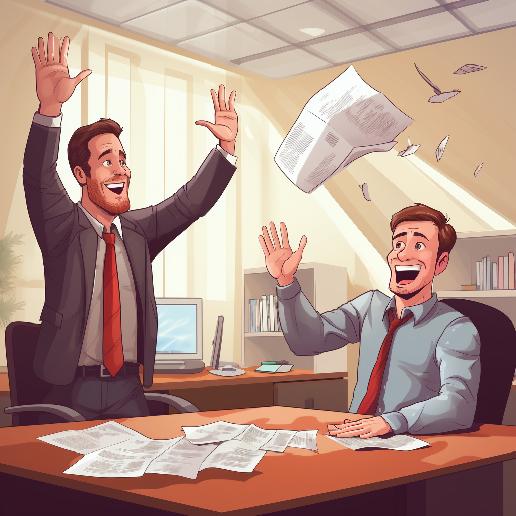 Image of boss waving papers in office