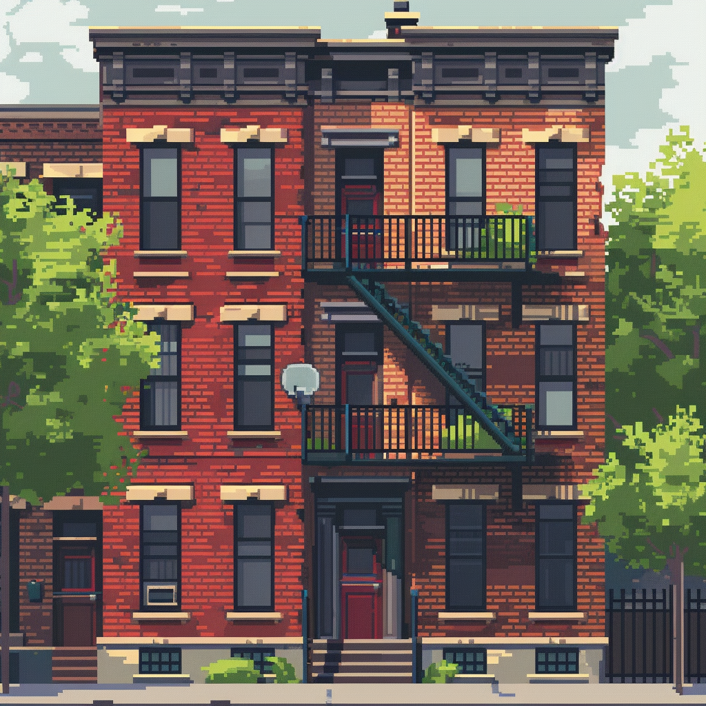 Pixelart Boston Style Apartment Building